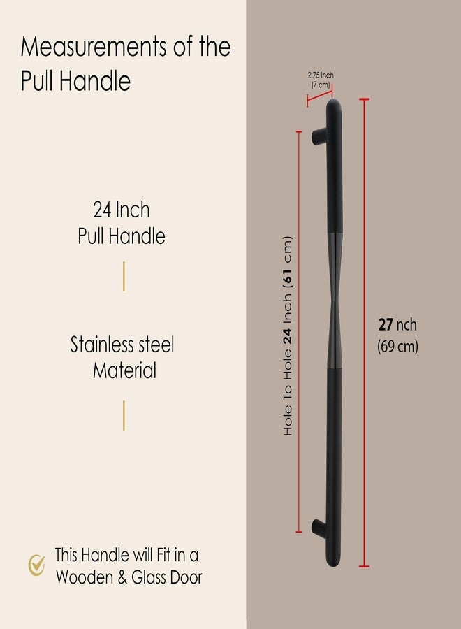 LAPO Black Finish Stainless Steel Main Door Handle | 24 Inch Luxury Pull-Push Handle for Wooden & Glass Doors | Elegant Heavy Duty Design for Homes & Offices | Pack of 1, 3 Year Warranty - Image 2